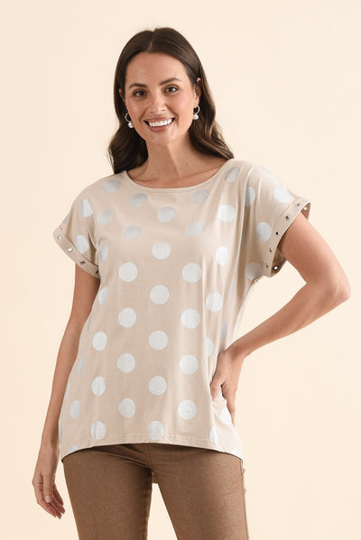 Lumi Natural Foil Spot Cotton Tee