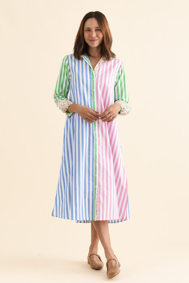 Luna Blush Stripe Cotton Shirt Dress image 6