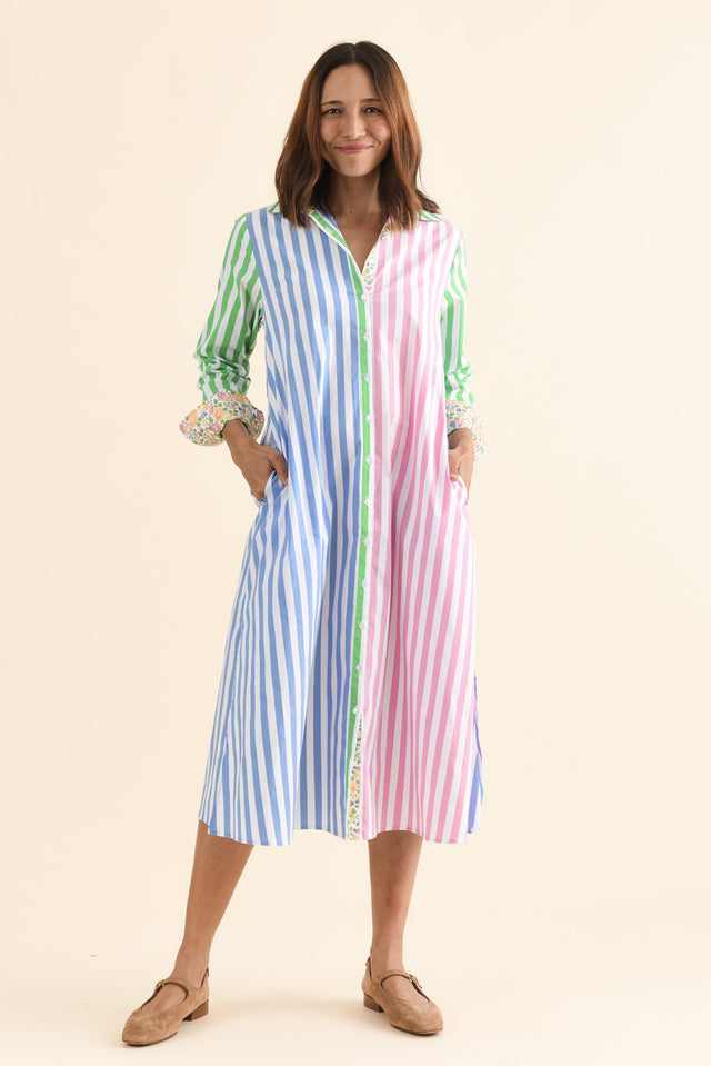 Luna Blush Stripe Cotton Shirt Dress image 1