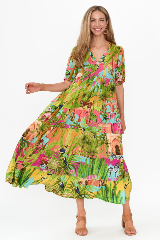 Lusia Pink Garden Maxi Dress image 4