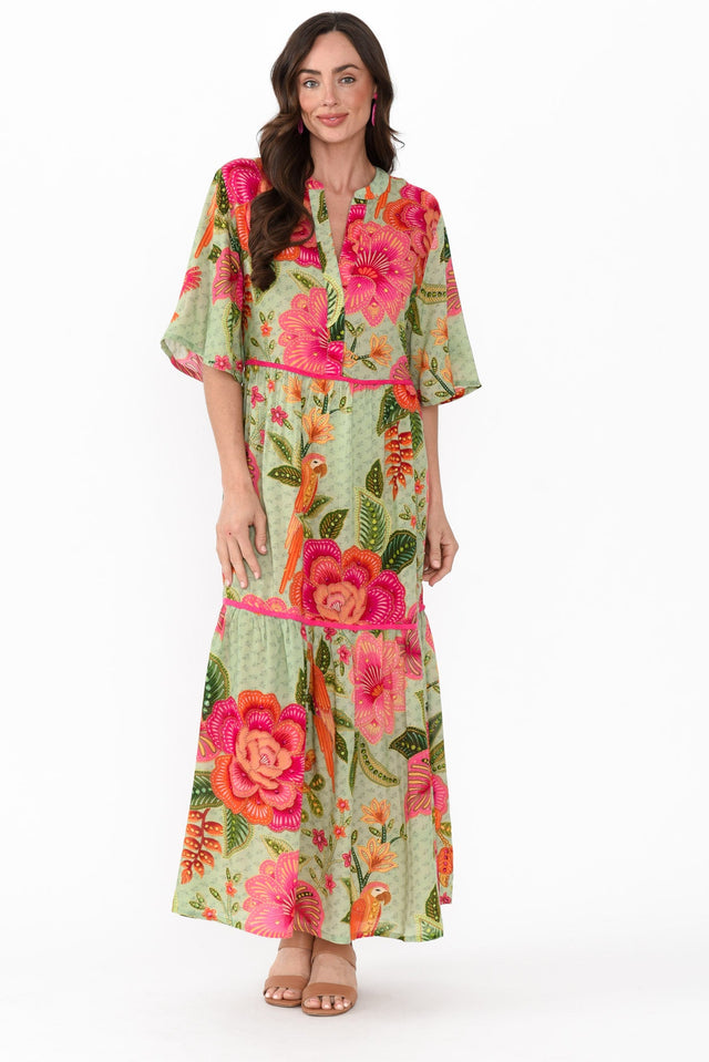 Lyn Green Floral Tie Dress