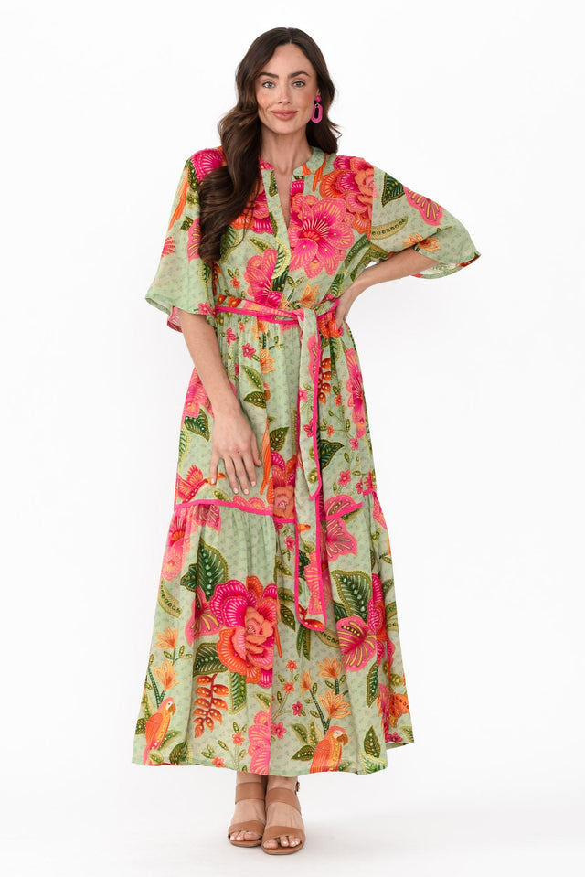 Lyn Green Floral Tie Dress