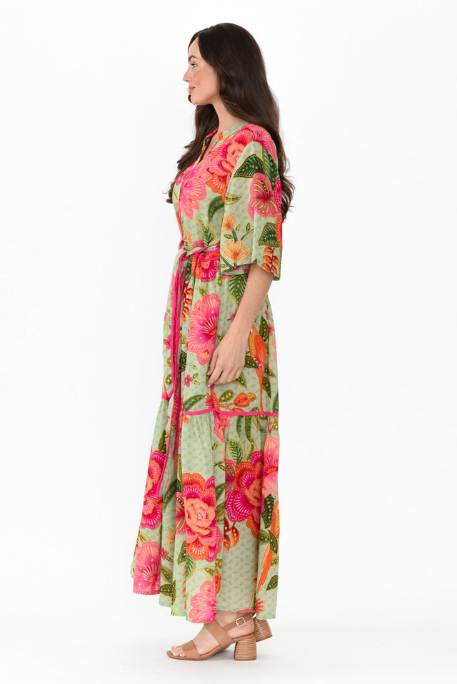 Lyn Green Floral Tie Dress