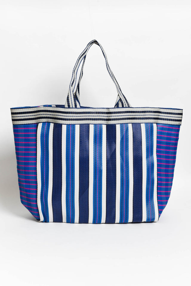 Lyndal Blue Stripe Large Tote Bag