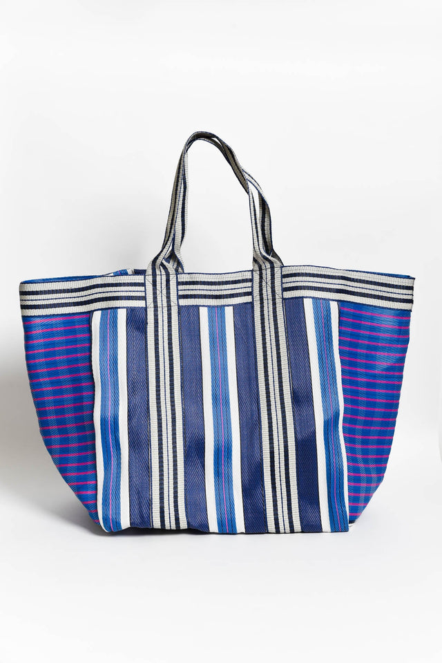 Lyndal Blue Stripe Medium Tote Bag