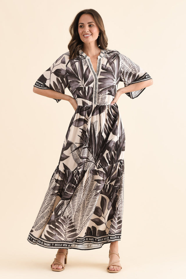 Lyndall Grey Palm Tie Dress,Full Body,Brunette model,alt text|model:MJ image 6