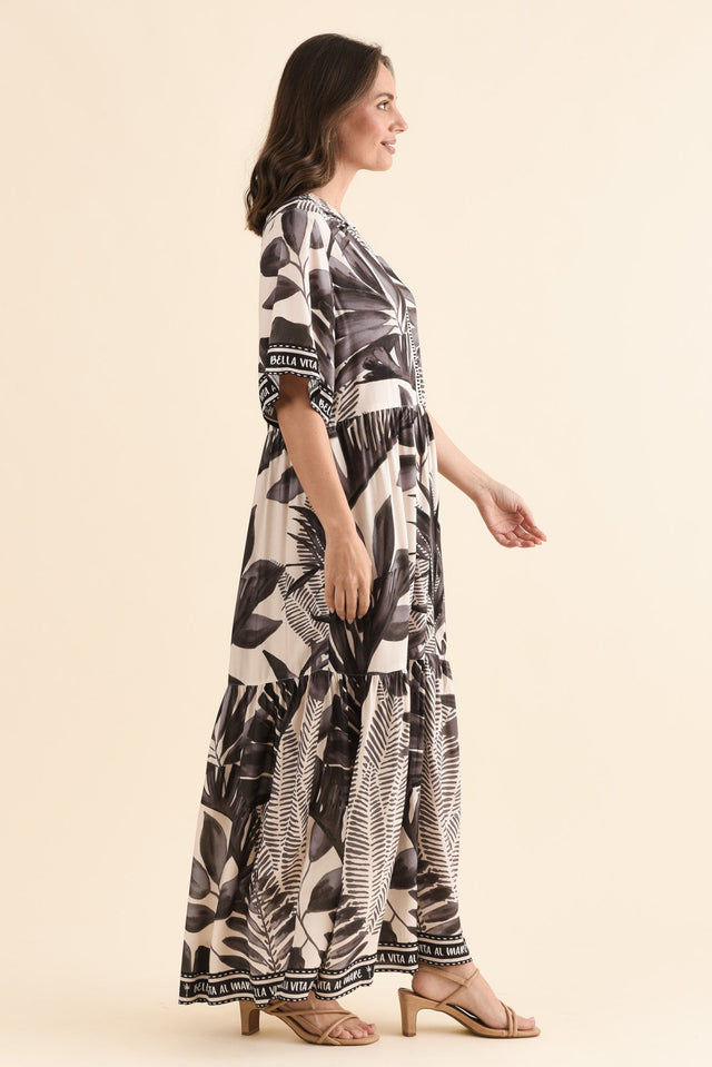 Lyndall Grey Palm Tie Dress,Side,Brunette model,alt text|model:MJ image 3