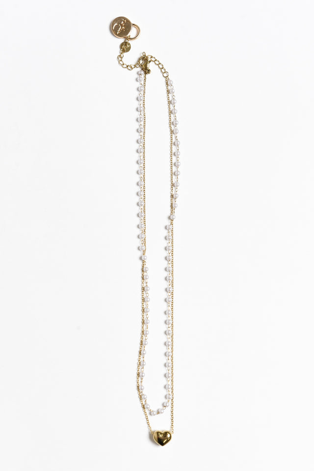 Lynne Gold Heart Pearl Necklace