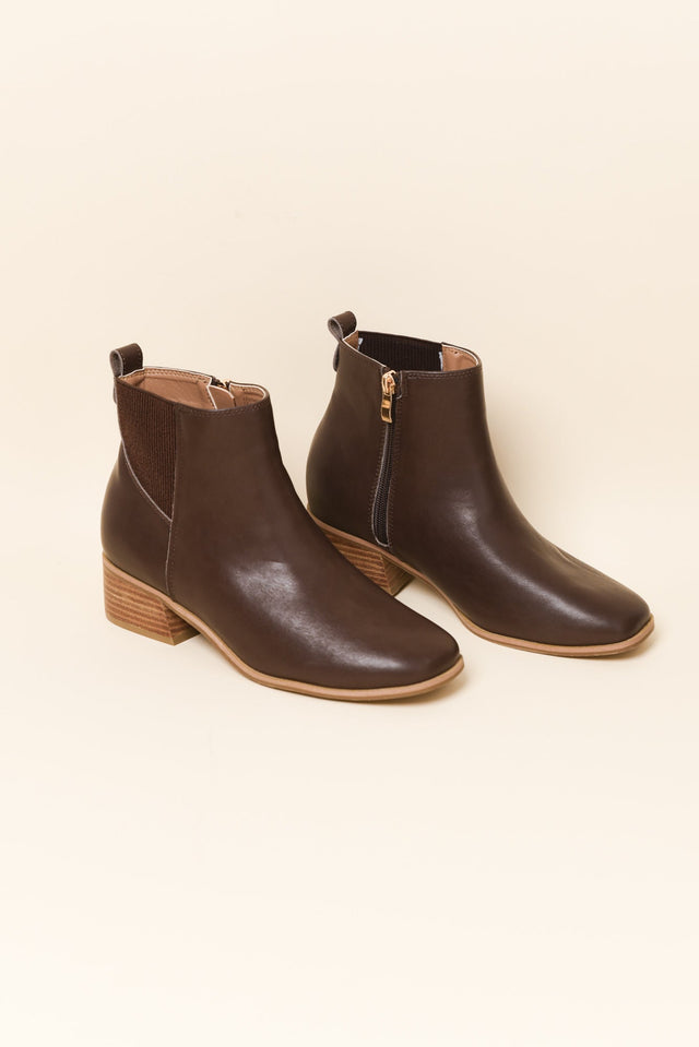 Lyra Chocolate Leather Heeled Boot image 2