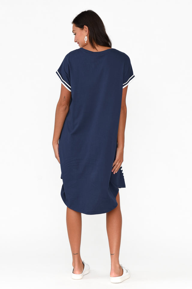 Maxine Navy Stripe Cotton T-Shirt Dress image 6