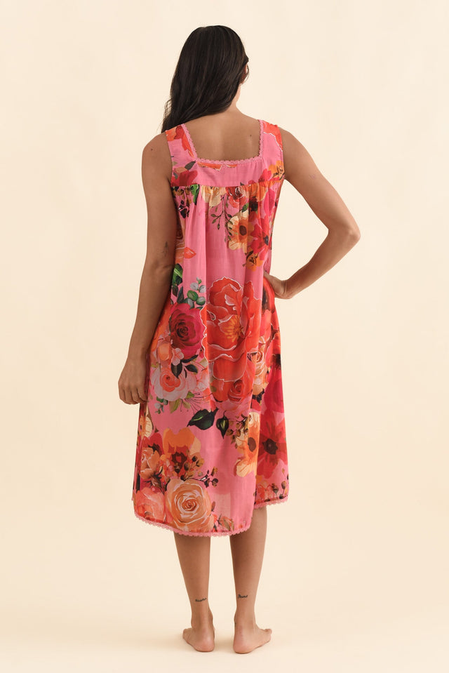 Mabella Pink Rose Cotton Nightie,Brunette model,alt text|model:Brontie image 5