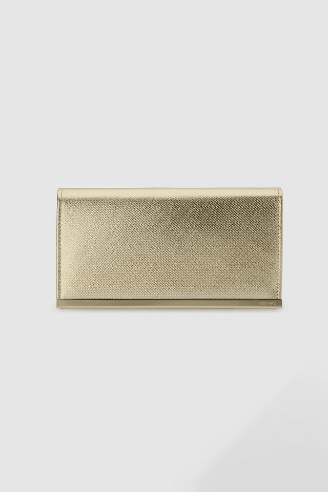 Maddie Gold Embossed Foldover Clutch image 3