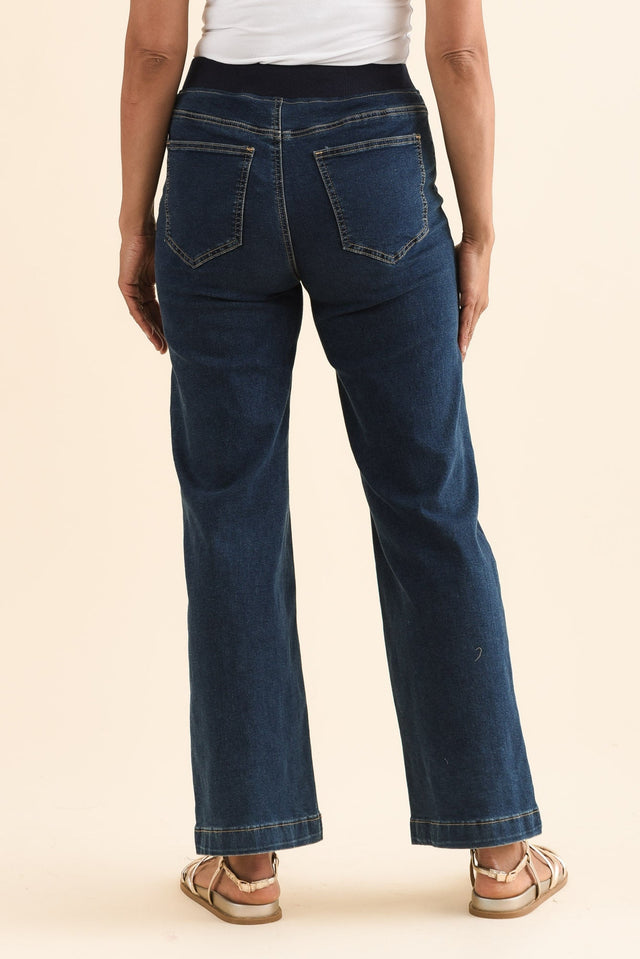 Maddy Dark Blue Straight Leg Jeans,Back,Brunette model,alt text|model:Cara image 6