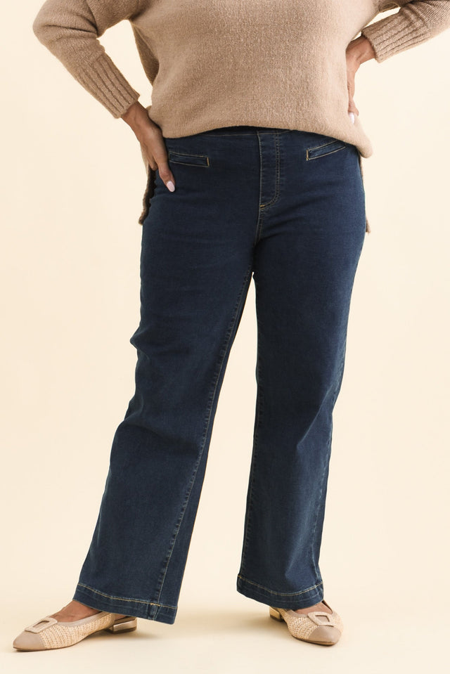 Maddy Dark Blue Straight Leg Jeans,Brunette model,alt text|model:Pilita image 10