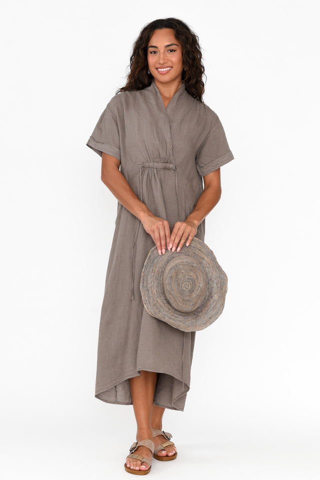 Madge Taupe Linen Pocket Dress image 1
