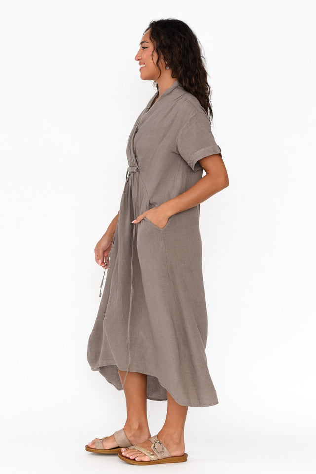 Madge Taupe Linen Pocket Dress image 4