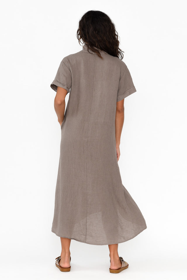 Madge Taupe Linen Pocket Dress image 5