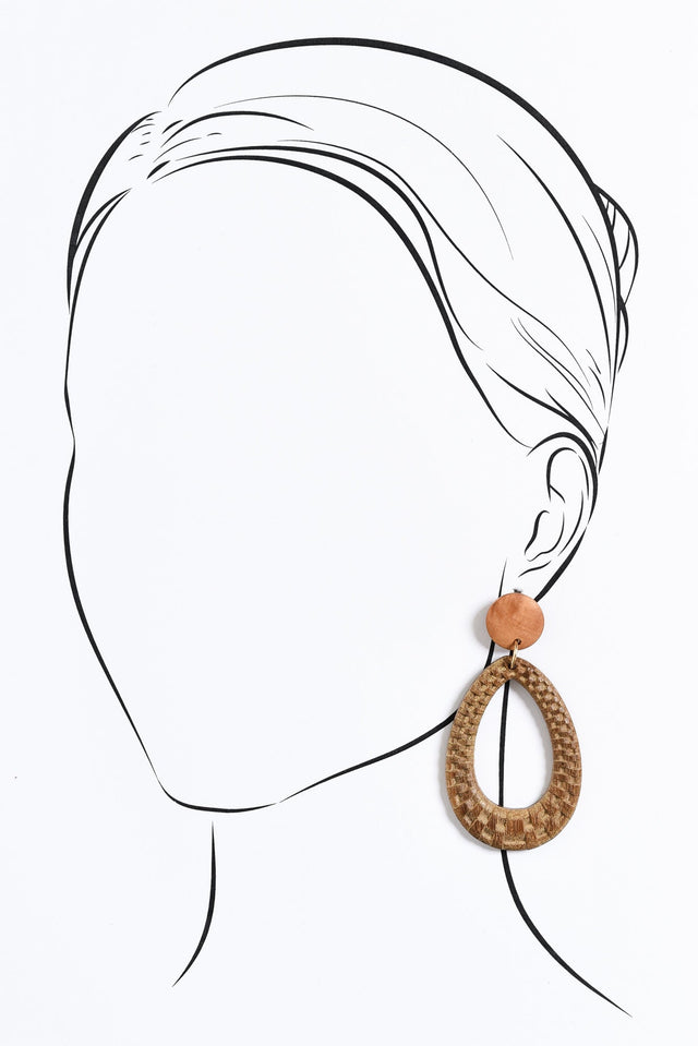 Maho Brown Teardrop Pendant Earrings image 2