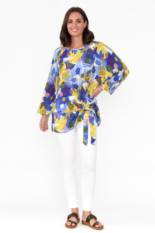 Maisy Blue Abstract Tie Top