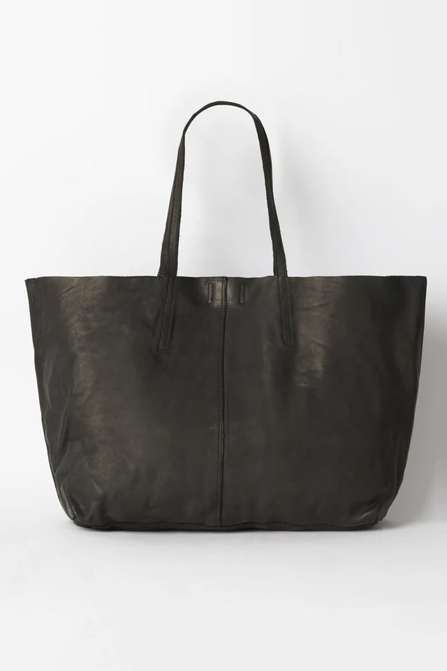 Makalu Black Large Leather Tote Bag