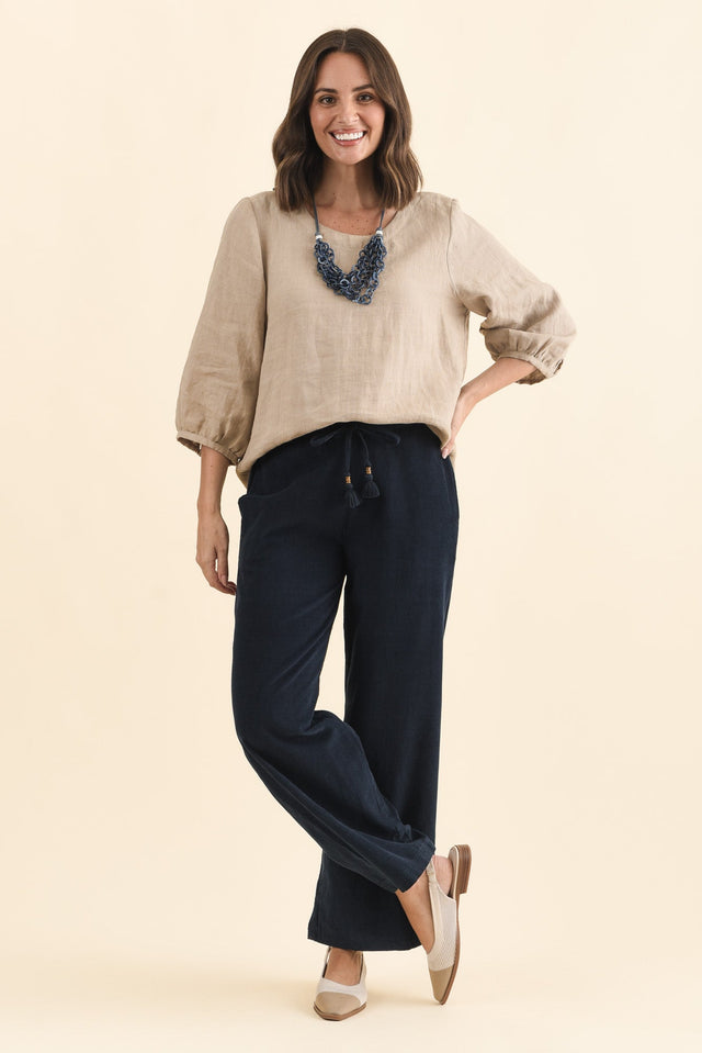 Makenna Navy Corduroy Tassel Pants,Brunette model,alt text|model:MJ image 7