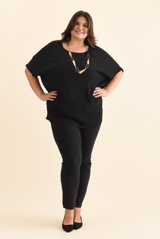 Mali Black Drape Top,Brunette model,alt text|model:Gabby image 11