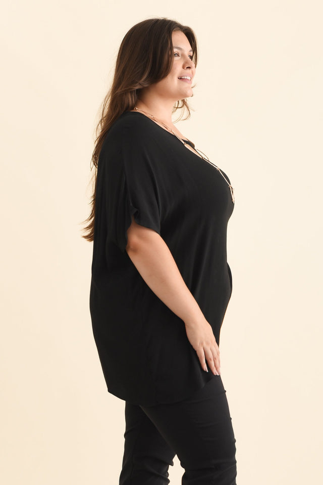 Mali Black Drape Top,Brunette model,alt text|model:Gabby image 12
