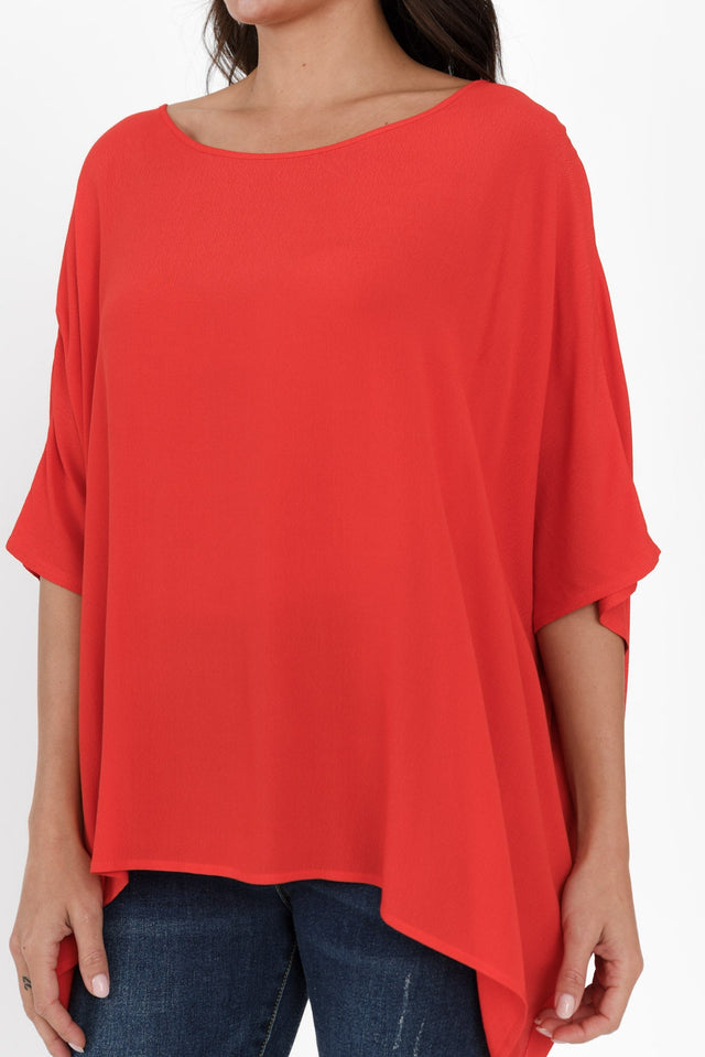 Mali Red Drape Top,Brunette model,alt text|model:Brontie image 6