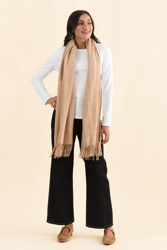 Malone Camel Wool Blend Scarf image 3