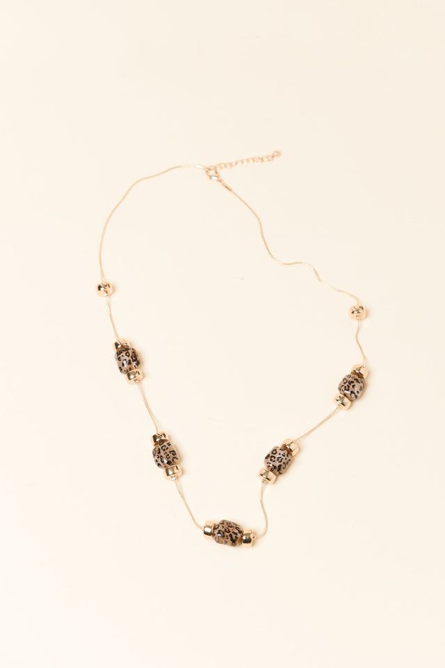 Mardie Gold Leopard Beaded Necklace