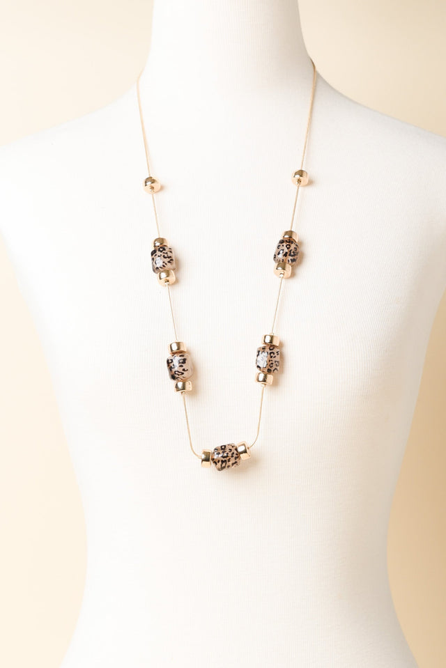 Mardie Gold Leopard Beaded Necklace