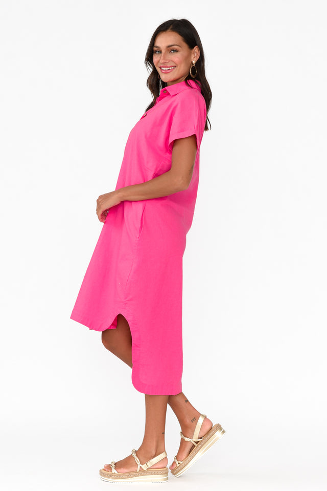 Mareli Hot Pink Linen Blend Dress
