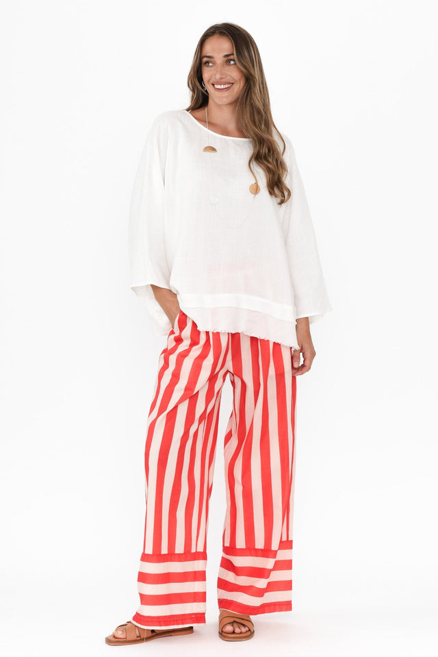 Mariah Red Stripe Cotton Pants,Brunette model,alt text|model:Johanna image 3
