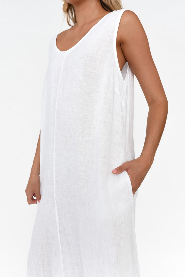 Marica White Linen Sleeveless Dress