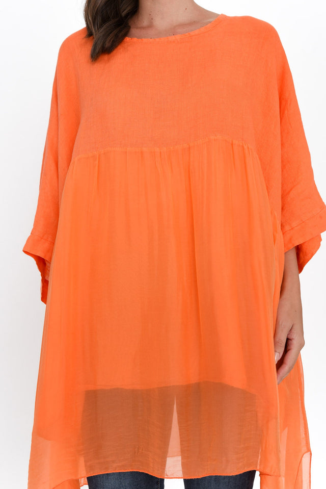 Marietta Orange Silk Linen Top