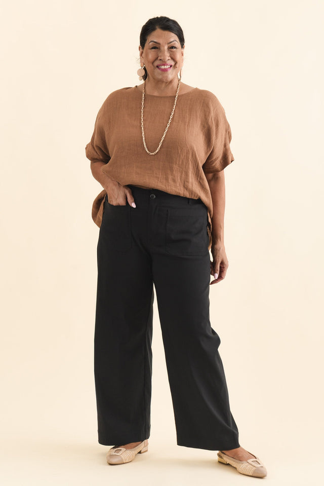 Marine Black Straight Leg Pants,Brunette model,alt text|model:Pilita image 10