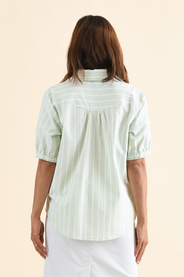 Maris Mint Stripe Cotton Blend Shirt,Back,Brunette model,alt text|model:Cara image 4