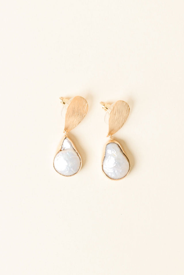 Marissa Gold Pearl Drop Earrings image 1