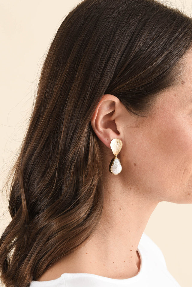 Marissa Gold Pearl Drop Earrings image 2