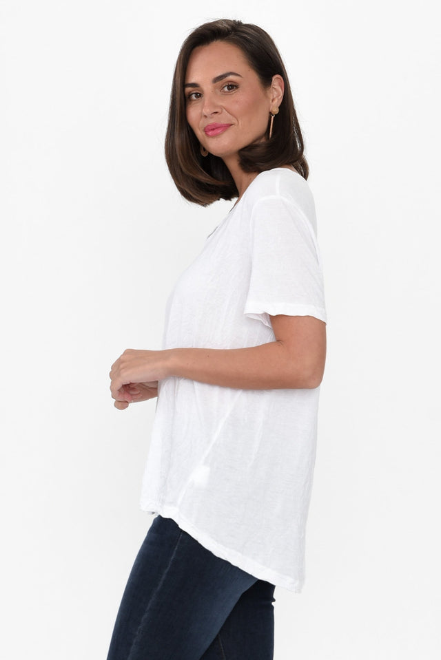 Marley White Crinkle Cotton Short Sleeve Top