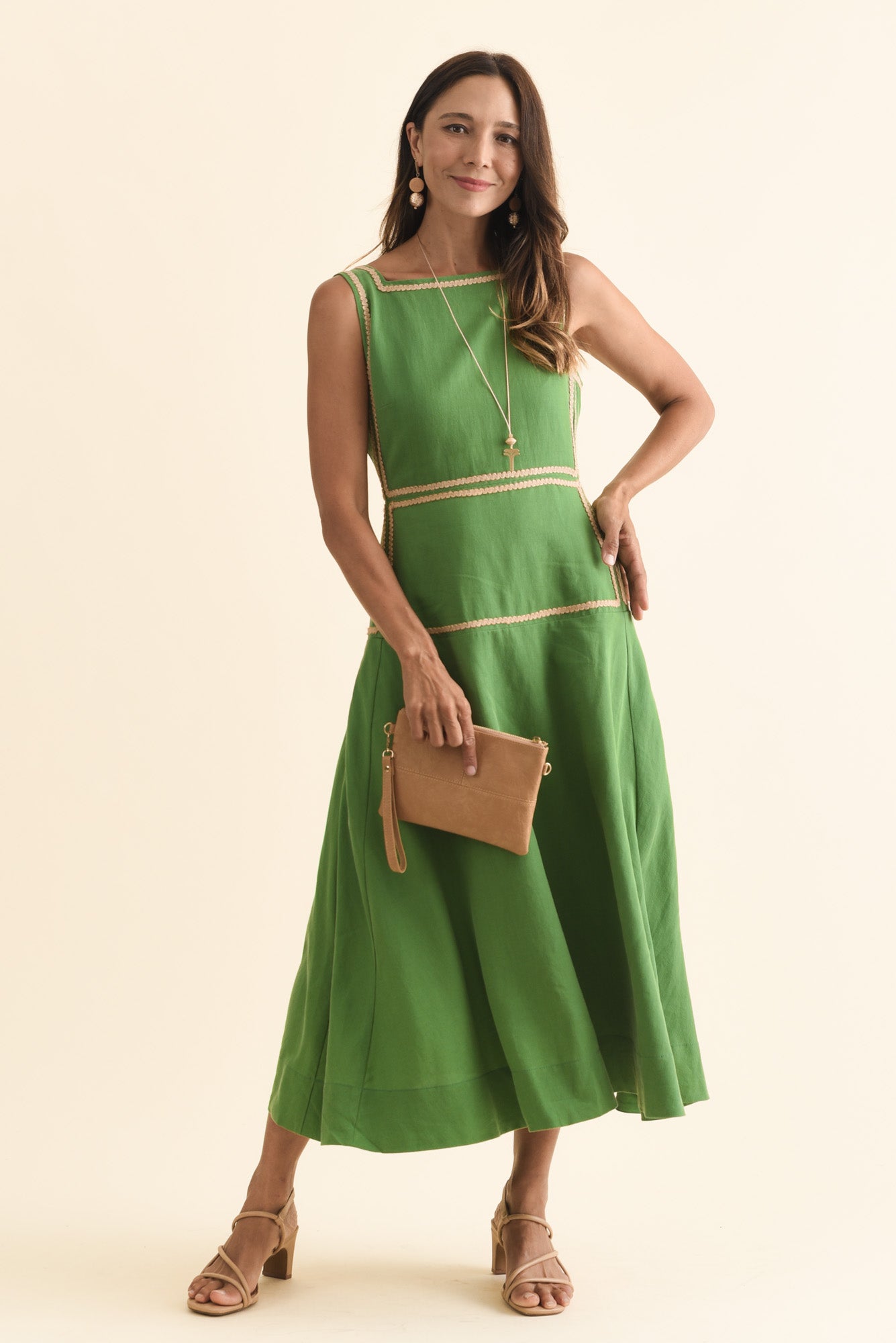 Marlin Green Contrast Trim Dress - Blue Bungalow NZ Marlin Green Contrast Trim Dress - Blue Bungalow NZ