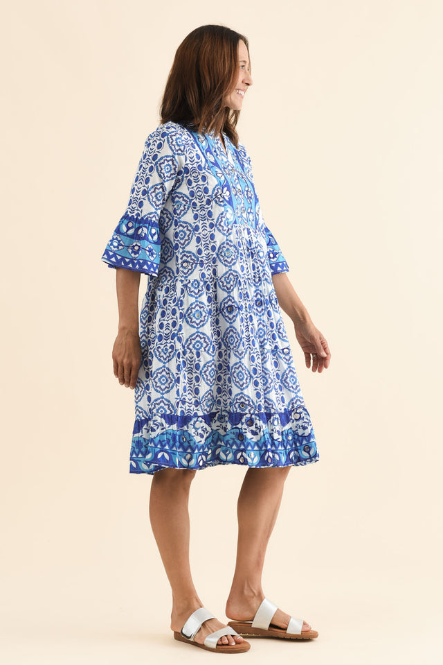 Maro Blue Tile Cotton Sleeveless Dress image 3