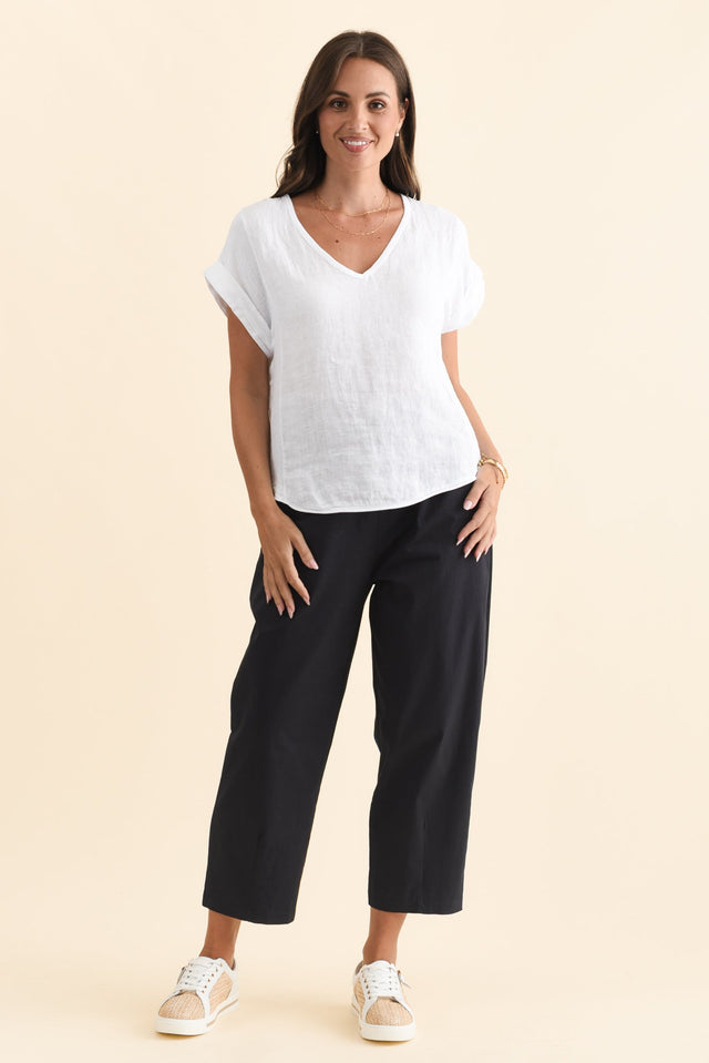 Martin Navy Cotton Barrel Pants,Brunette model,alt text|model:MJ image 4
