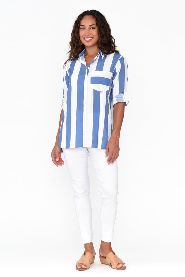 Maryann Blue Stripe Cotton Shirt image 7