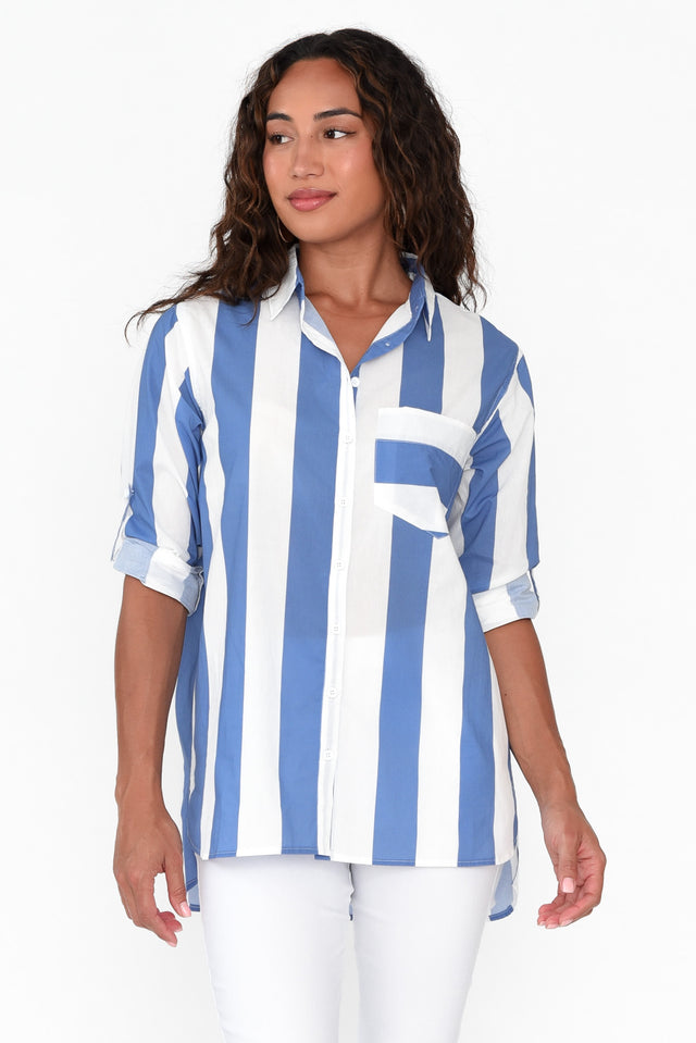 Maryann Blue Stripe Cotton Shirt image 2