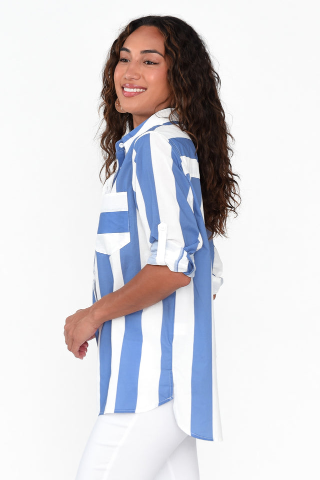 Maryann Blue Stripe Cotton Shirt