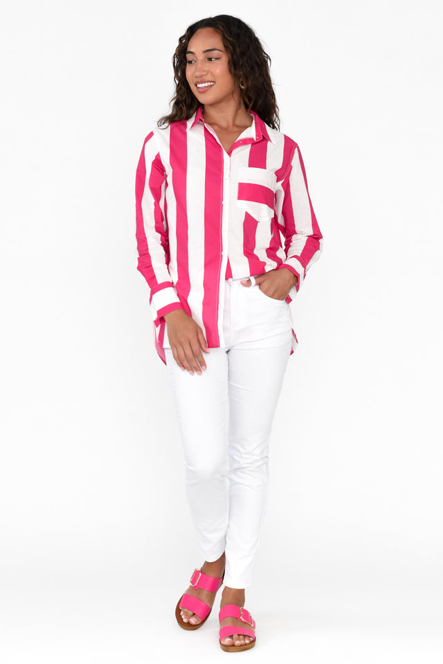 Maryann Pink Stripe Cotton Shirt