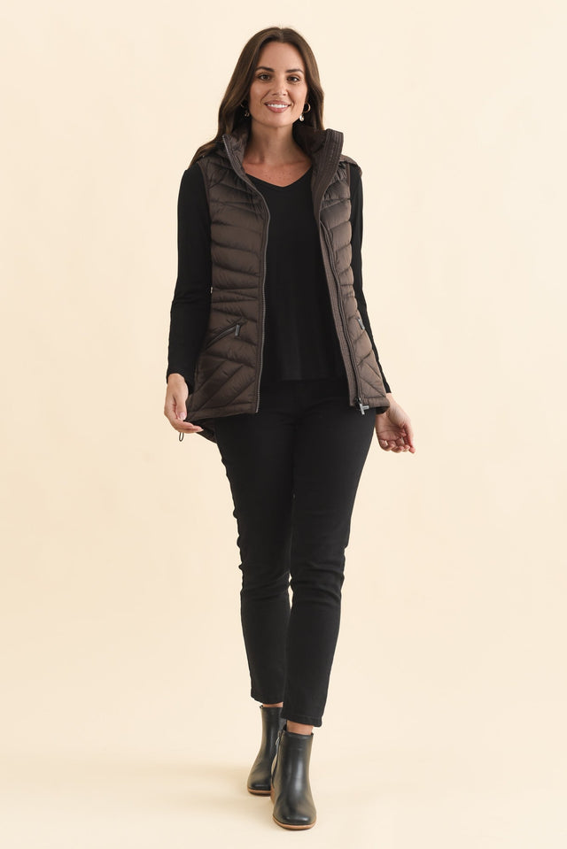 Maryclaire Chocolate Down Puffer Vest,Brunette model,alt text|model:MJ image 8