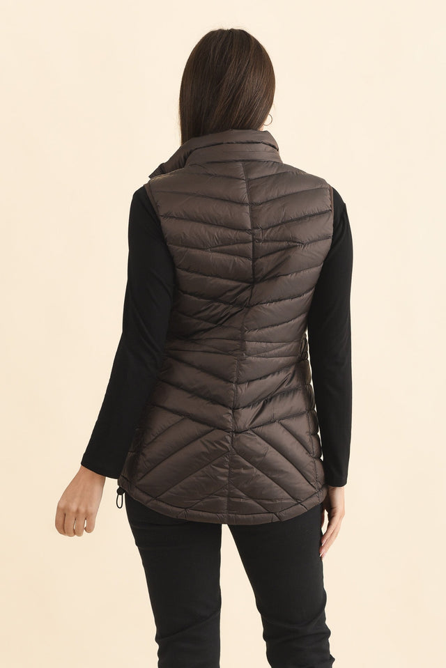 Maryclaire Chocolate Down Puffer Vest,Brunette model,alt text|model:MJ image 6