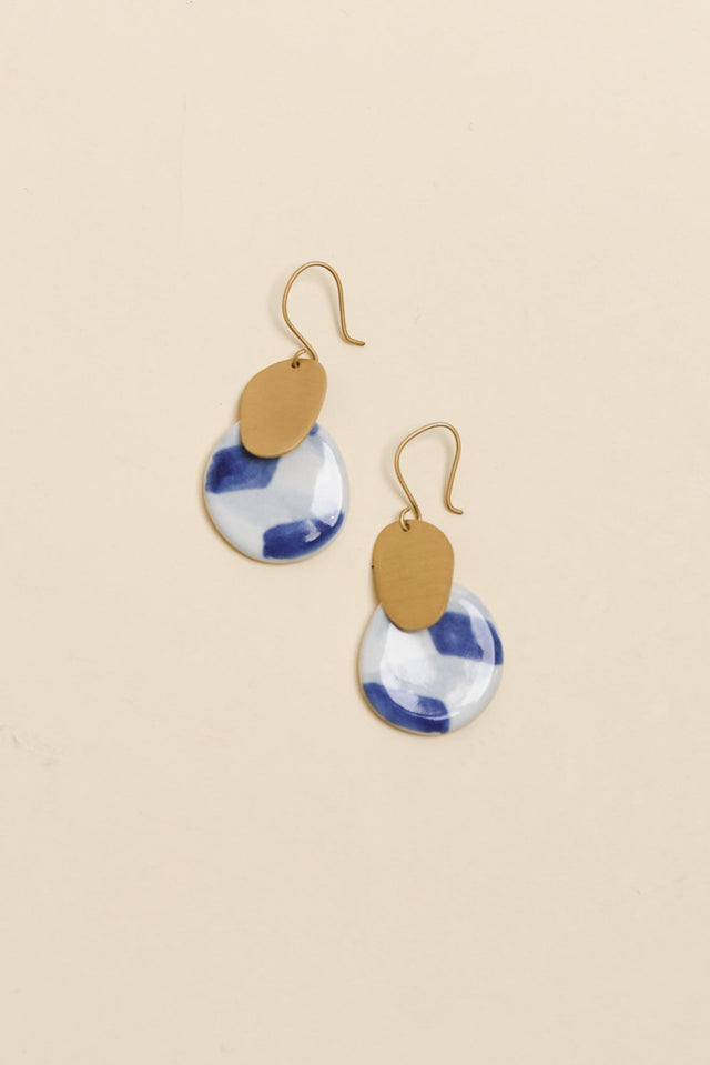 Mattea Blue Abstract Drop Earrings